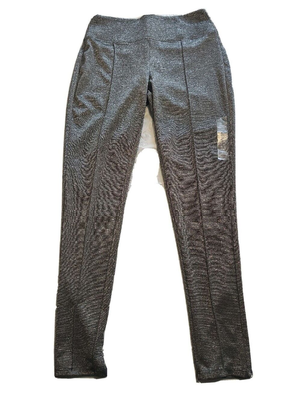 Womens Dessy Leggings Sz M Metallic Silver Pull On Mid Rise Apt 9